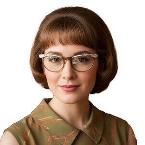 Vtg 1960s U.S. Optical Cat Eye Glasses Acetate & Engraved Aluminum MCM FRAMES